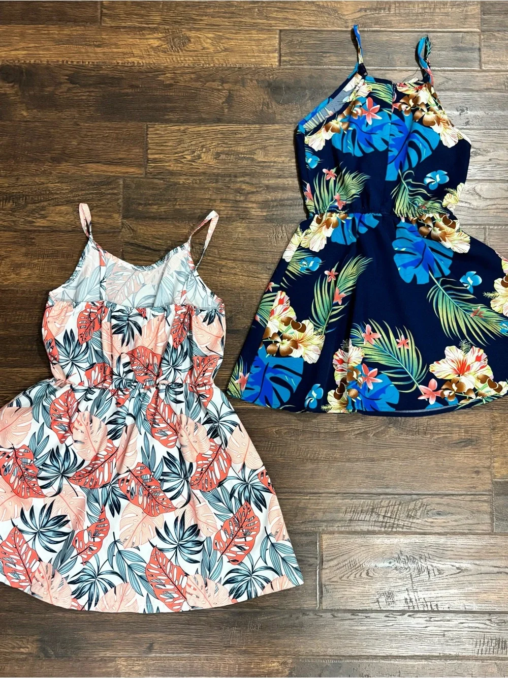Girls' Tropical Floral Sundress - Navy and Coral Colorways